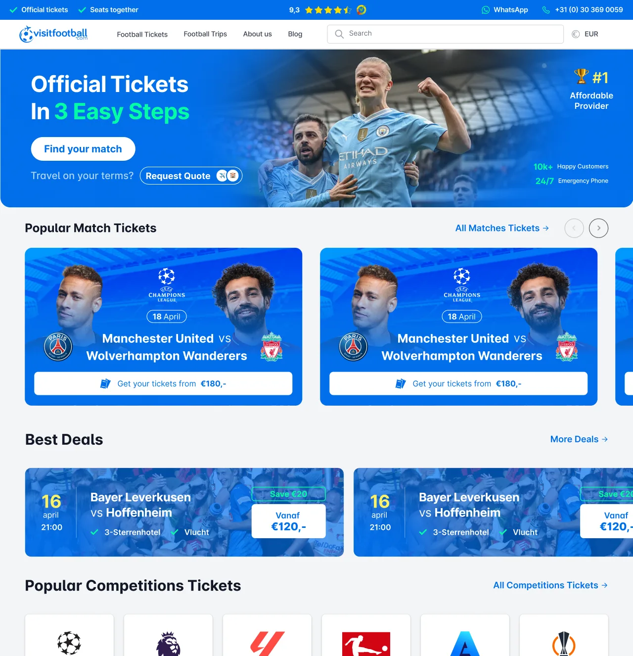 VisitFootball homepage direction B, campaign-led